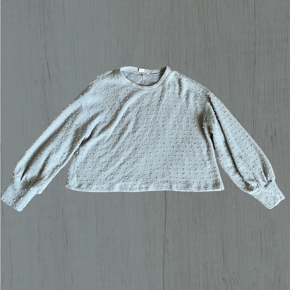 New In Grey Cropped‎ Bubble Sweater Size Large